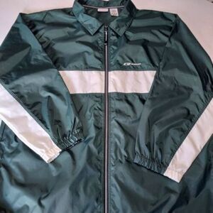 Reebok Windbreaker Jacket Vintage Embroidered‎ Zip Color Block Green Men's XXL
